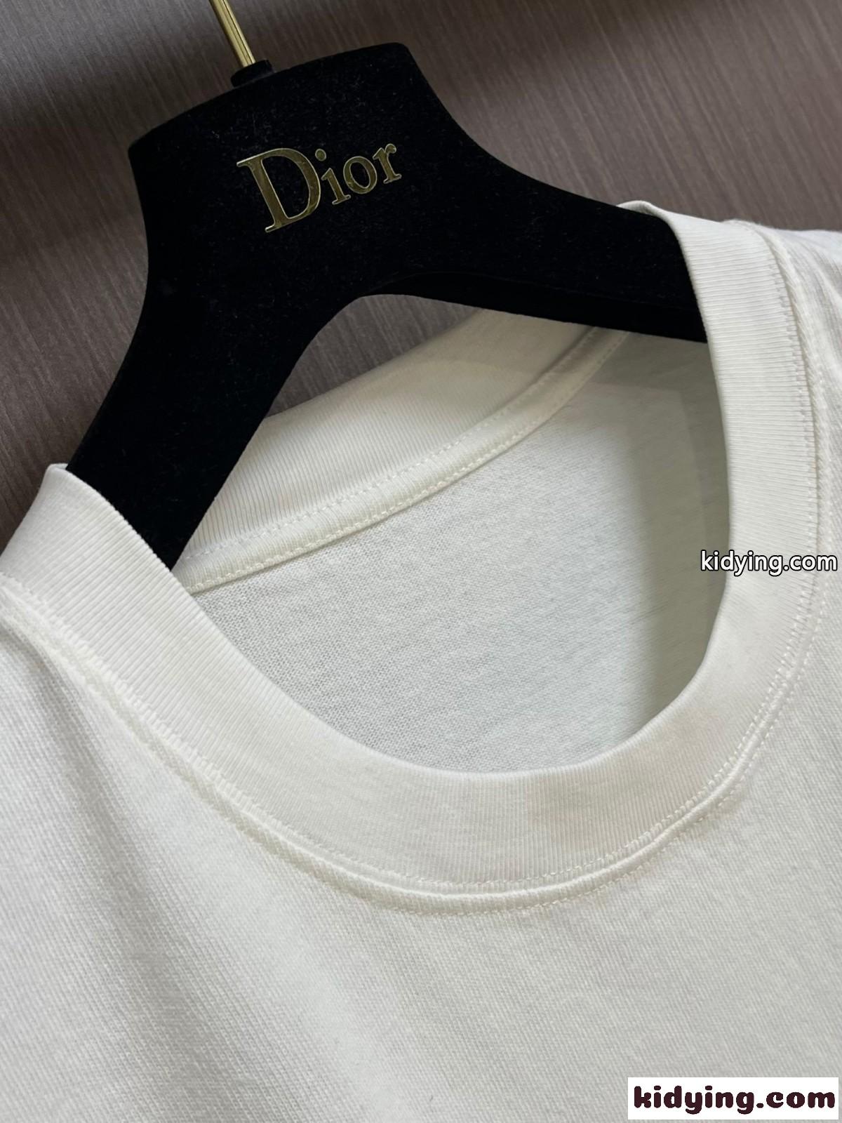 クリスチャン・ディオール Tシャツ コピー シンプル ロゴ入り 半袖Tシャツ ホワイト-4