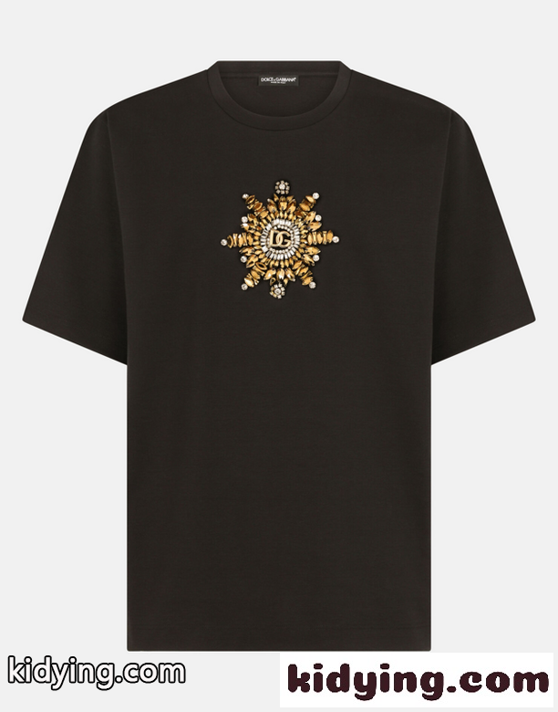 お洒落 かっこいい ラウンドネック メタルロゴ ドルチェ&ガッバーナ Tシャツ コピー メンズ 半袖-3