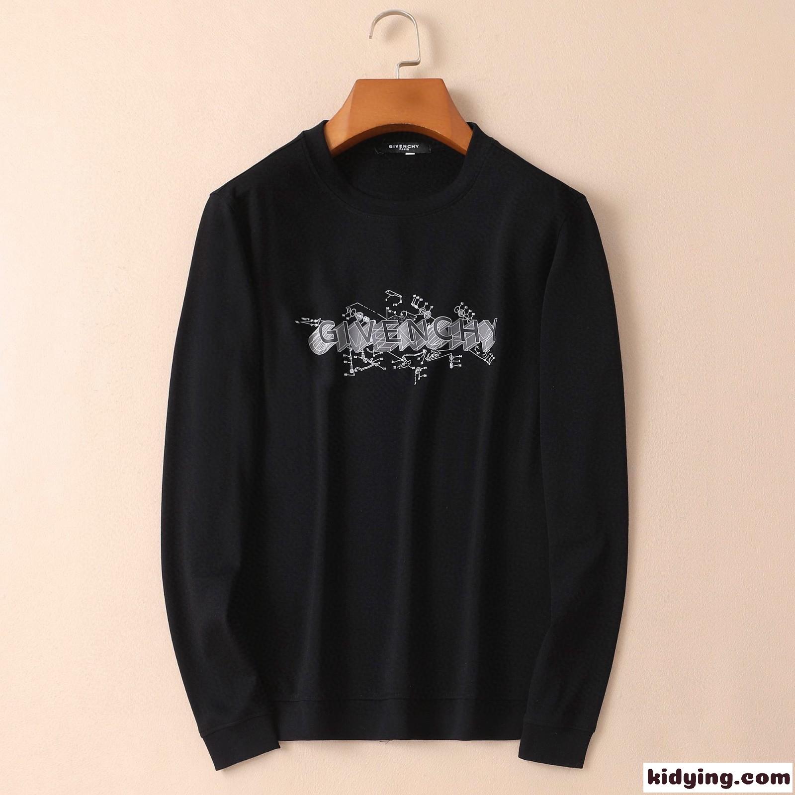 3色 ベーシック プリント クールネック 裏起毛 快適 ジバンシィ 長袖tシャツ コピー メンズ  カジュアル おしゃれ-0