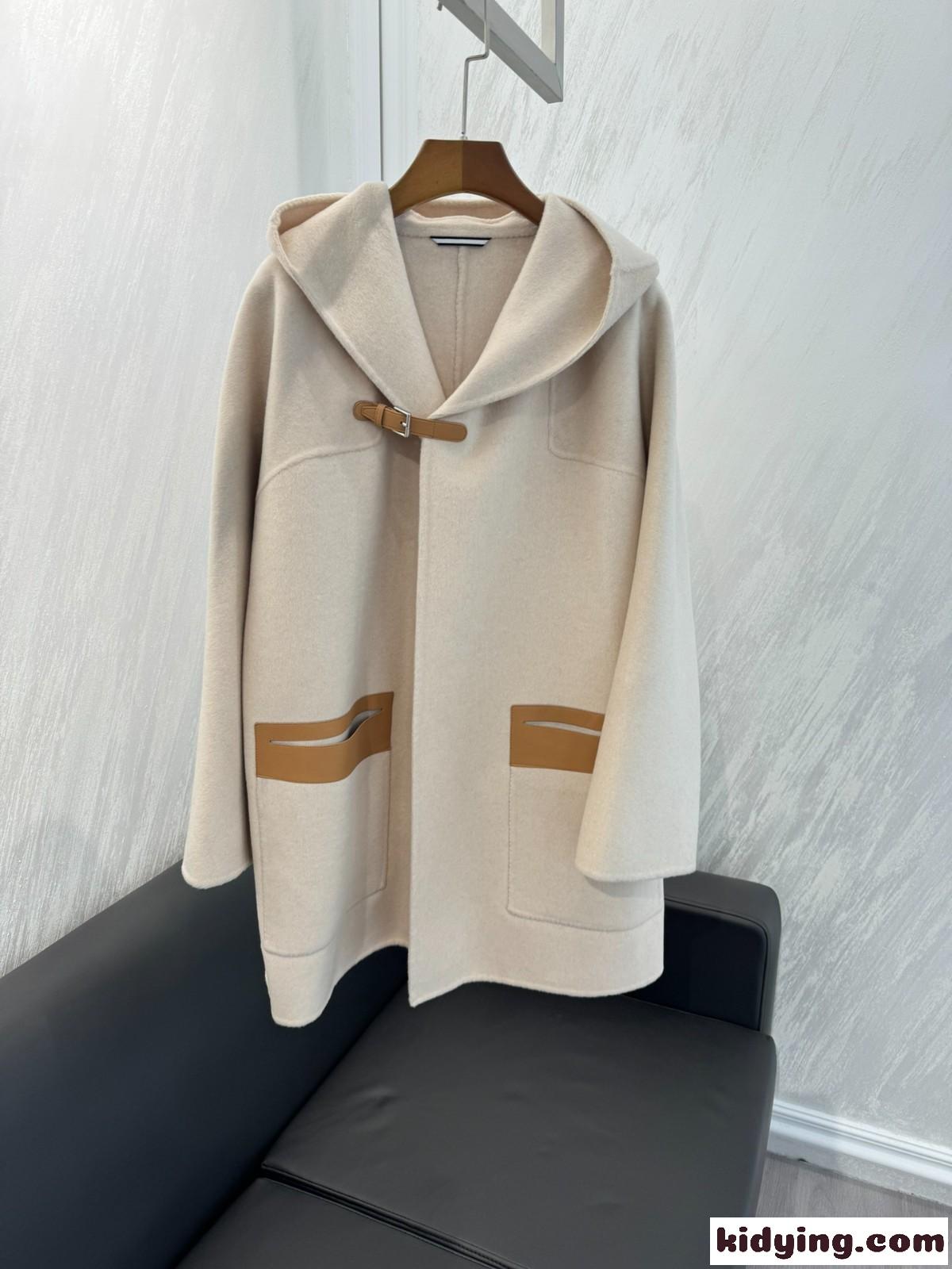 エレガント カシミヤ ダッフルコート エルメス スーパーコピー ベージュ-0