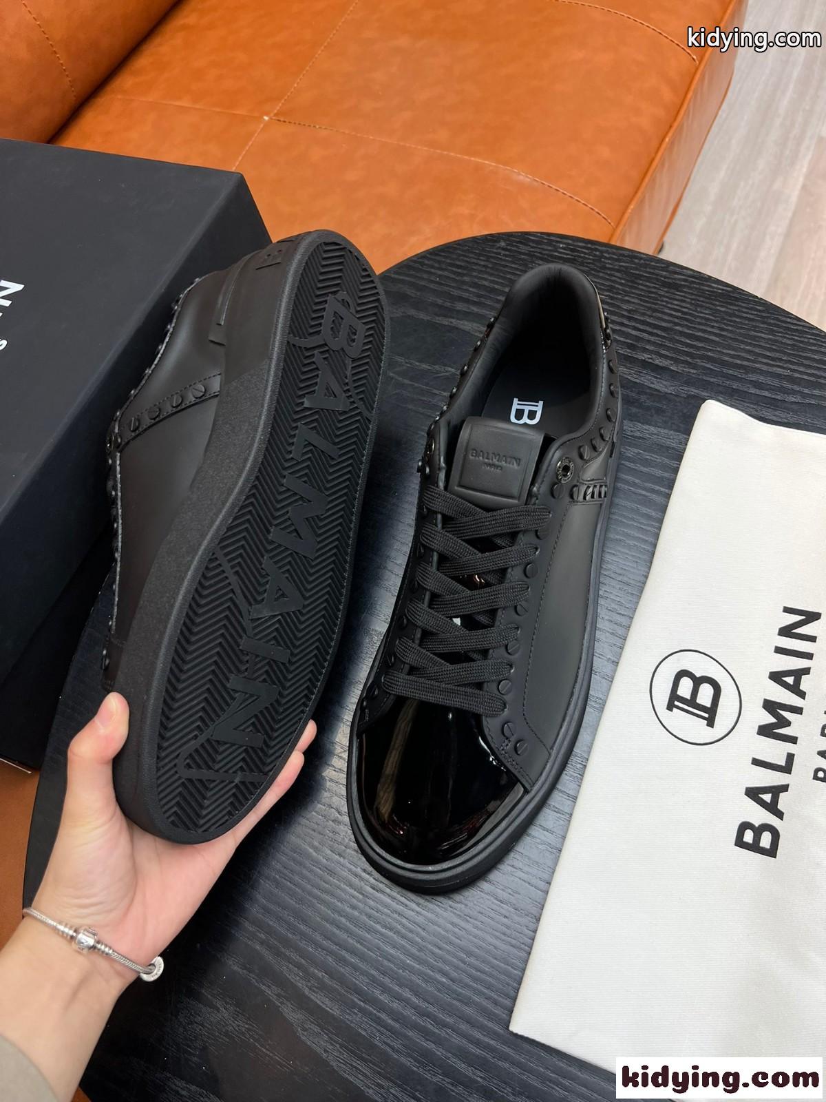 バルマン スニーカー コピー 定番 レザー B-Skate スニーカー ブラック-4