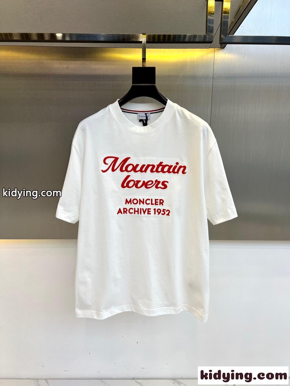 カジュアル 刺繍入り コットン 半袖Tシャツ モンクレール Tシャツ コピー ホワイト-0
