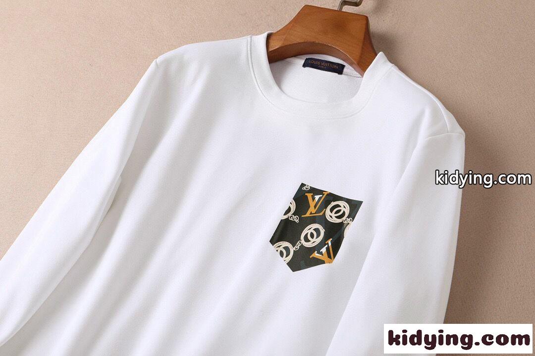 定番 合わせやすい クールネック 着心地いい 長袖 ルイ・ヴィトン Tシャツ コピー メンズ ホワイト ブラック-3