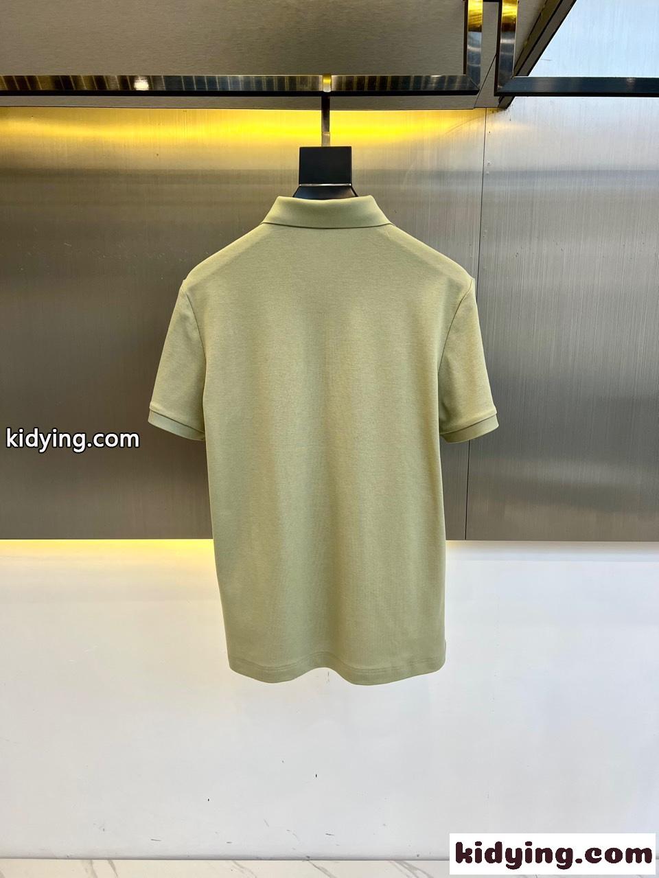 洗練された シンプル コットンピケ ポロシャツ バーバリー 半袖Tシャツ コピー グリーン-5