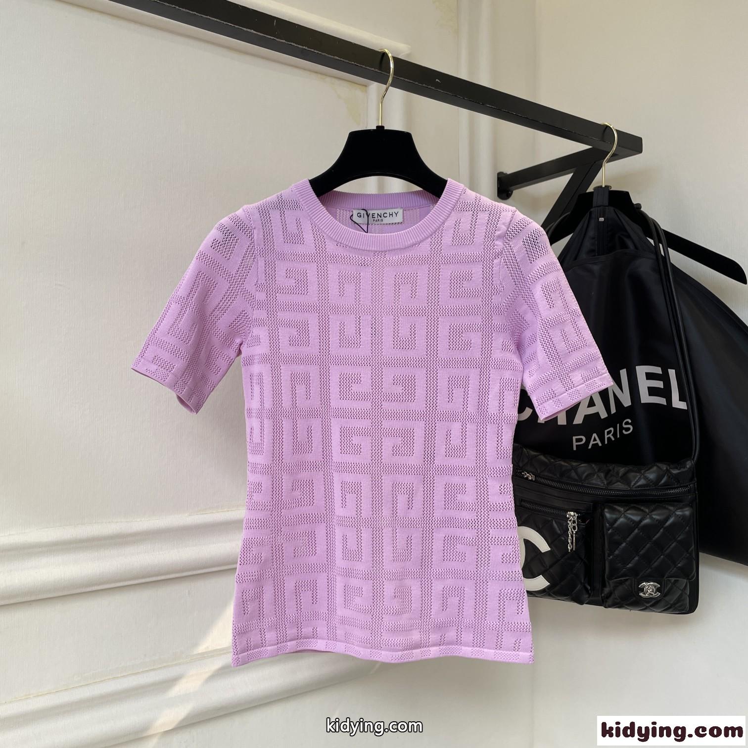 3色あり 女性らしい クルーネック 透け感 春夏 半袖 カットソー ジバンシィ Tシャツ コピー ロゴ 上品 メッシュ-5