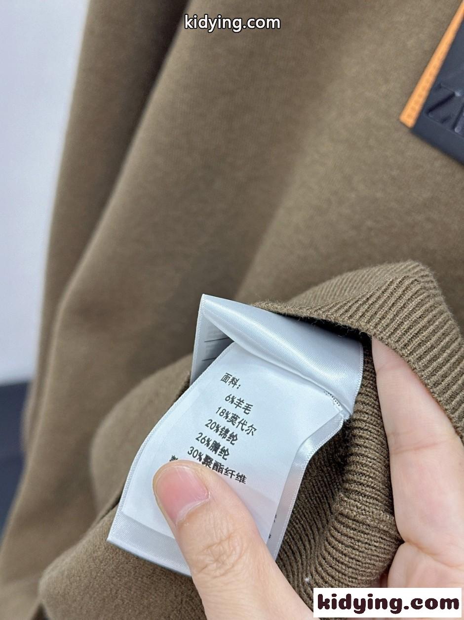 シンプル 合わせやすい エルメネジルド・ゼニア セーター 偽物 プルオーバー カーキ-3