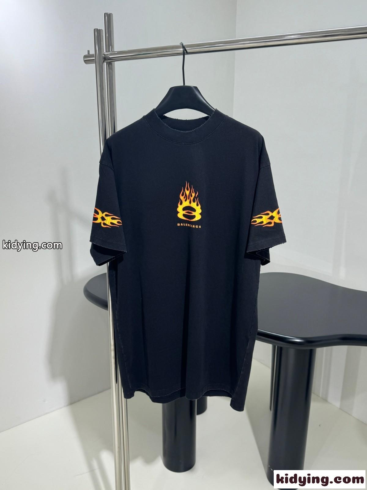 カジュアル プリント オーバーサイズTシャツ バレンシアガ 半袖Tシャツ コピー ブラック-0