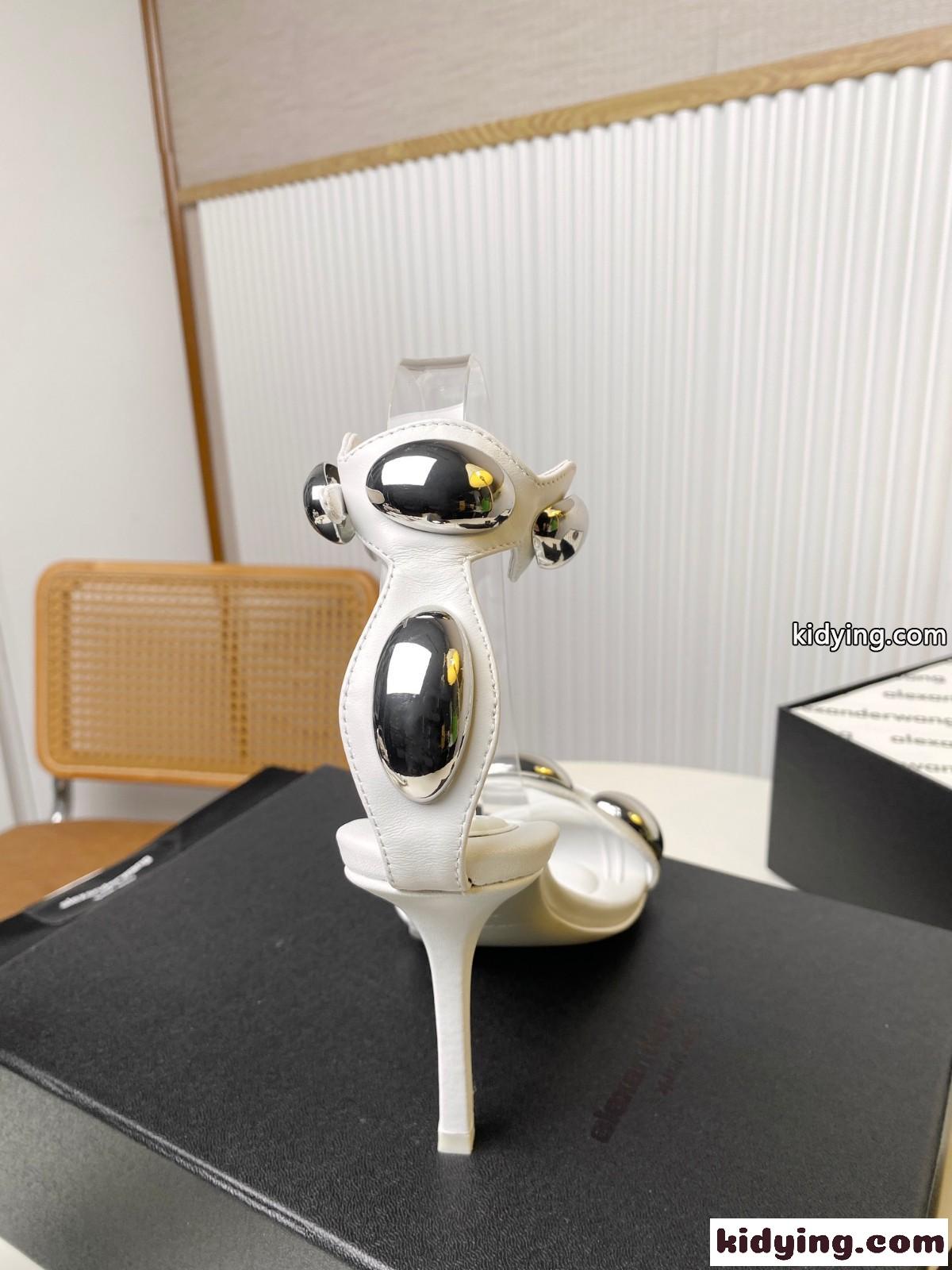 dome 10cm カーフレザー ハイヒールサンダル アレキサンダーワング サンダル コピー ホワイト-3