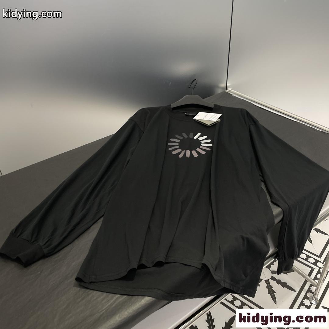 バレンシアガ LOADING ERROR MISPLACED NECKLINE 長袖 T シャツ コピー ブラック-1