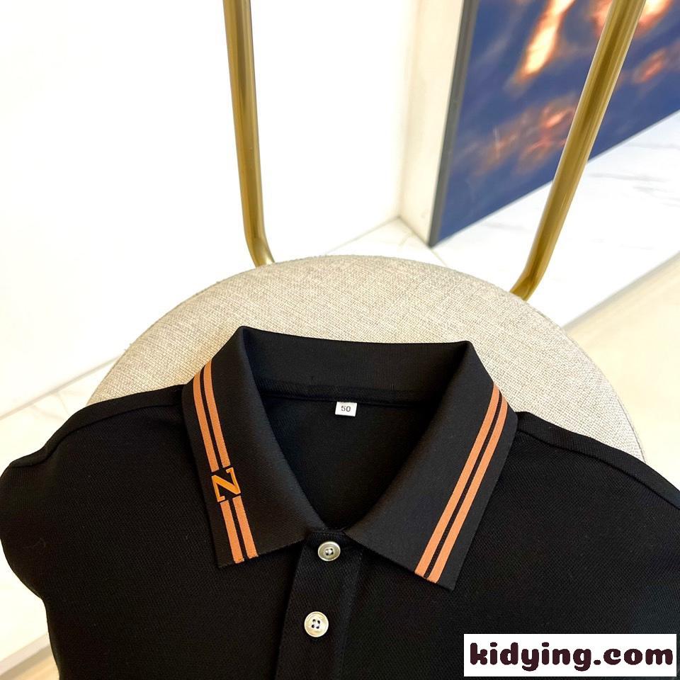 上品 コットンピケ エルメネジルド・ゼニア 半袖Tシャツ コピー メンズ ポロシャツ ブラック-1