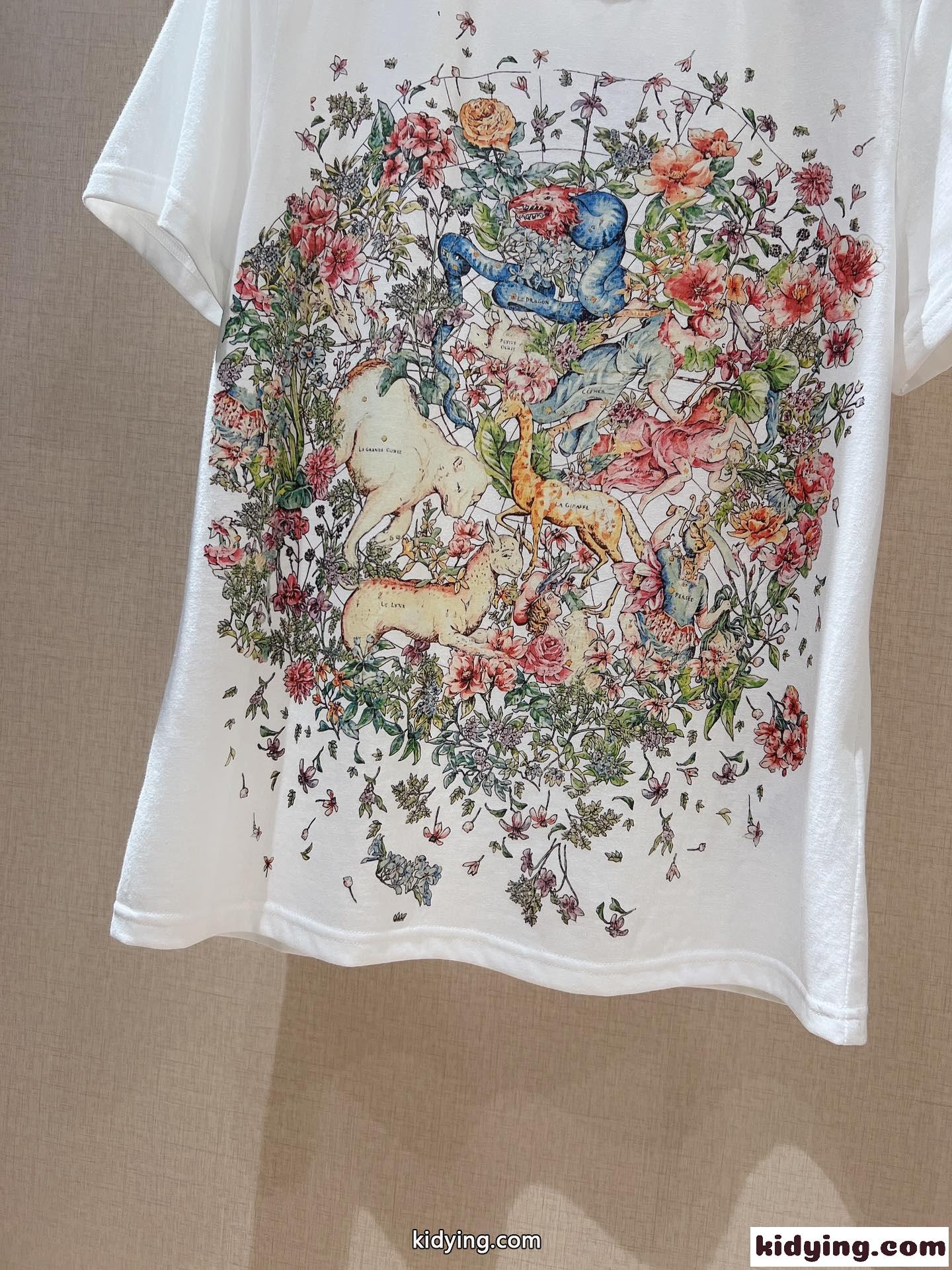 春夏 新作 薄手 快適 プリント クリスチャン・ディオール Tシャツ コピー 半袖 レディース トップス-2