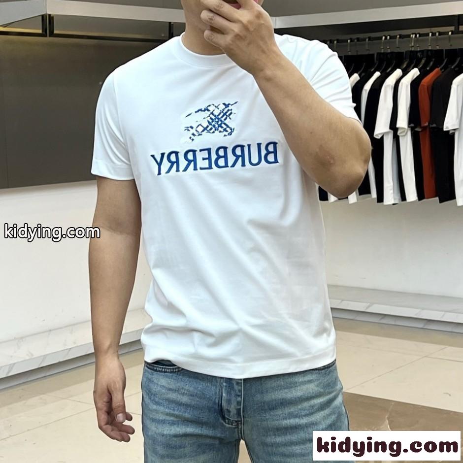 カジュアル ロゴ 半袖Tシャツ バーバリー Tシャツ 偽物 コットン ホワイト-0