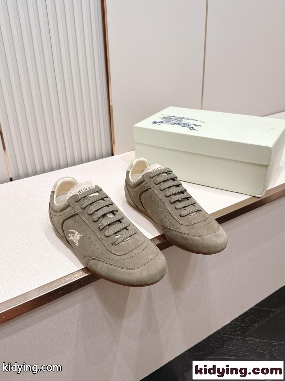 シンプル 上品 スエード ナイトランナー スニーカー バーバリー スーパーコピー カーキグリーン-2