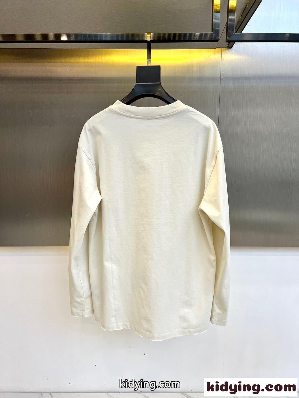カジュアル 合わせやすい 刺繍入り 長袖Tシャツ バレンシアガ Tシャツ コピー ホワイト-3
