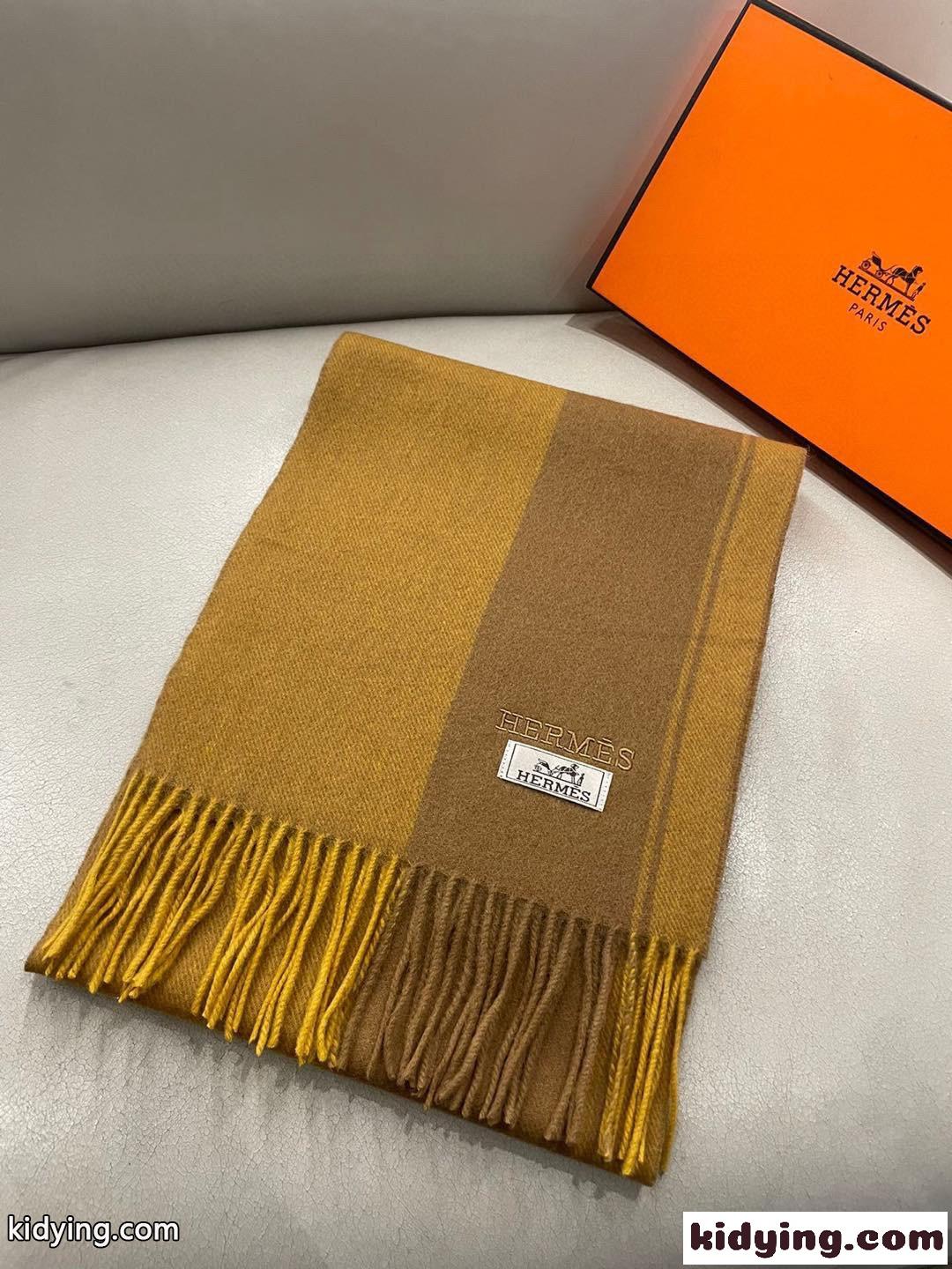 エルメス スカーフ コピー シンプル 上品 カシミヤ マフラー カーキ-0