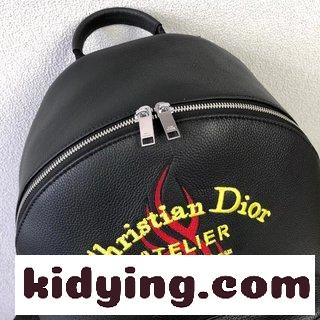 Dior-ディオールのコーナー ディオール バッグ 黒コピー 最新の男性の黒い炎の模様のロゴ,両肩バックパック-1