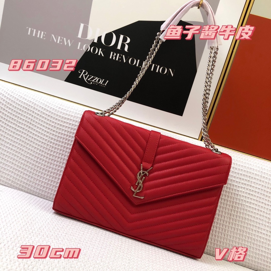 シルバー金具 定番 人気 ショルダーバッグ イヴ・サンローラン バッグ コピー レッド-1