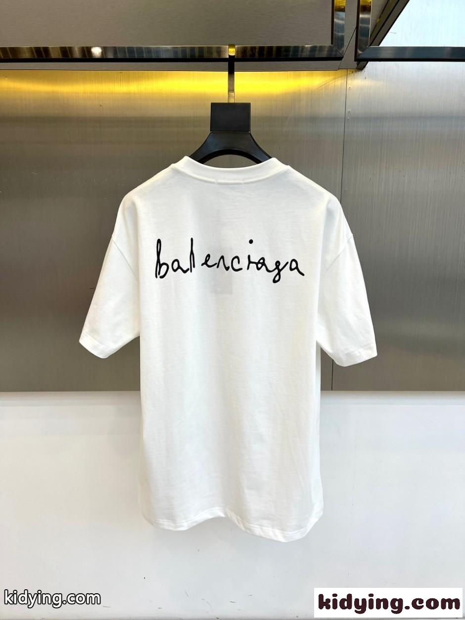 ハート ロゴ 半袖Tシャツ バレンシアガ Tシャツ 偽物 クルーネック ホワイト-3