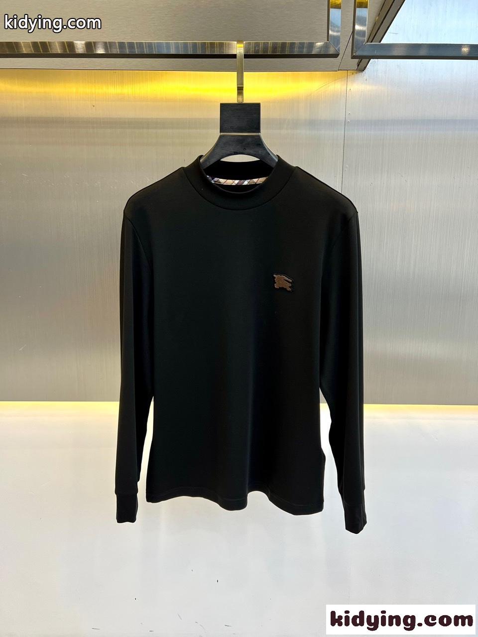 シンプル 合わせやすい 秋冬 メンズ 長袖Tシャツ バーバリー Tシャツ コピー ブラック-0
