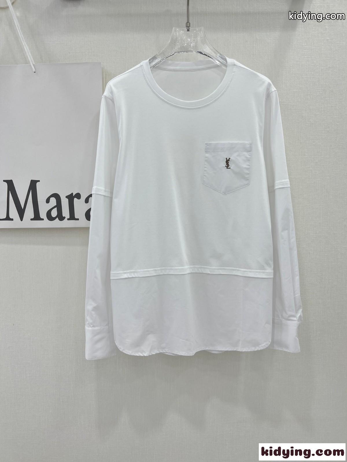 イヴ・サンローラン Tシャツ コピー 長袖Tシャツ カジュアル おしゃれ クルーネック-0