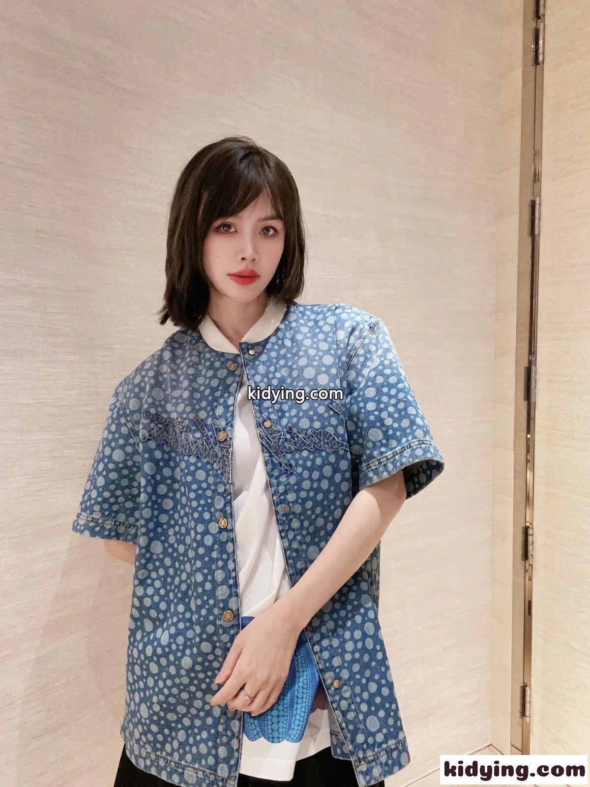 LV × YK インフィニティドットデニムシャツ ルイ・ヴィトン シャツ コピー ユニセックス-4