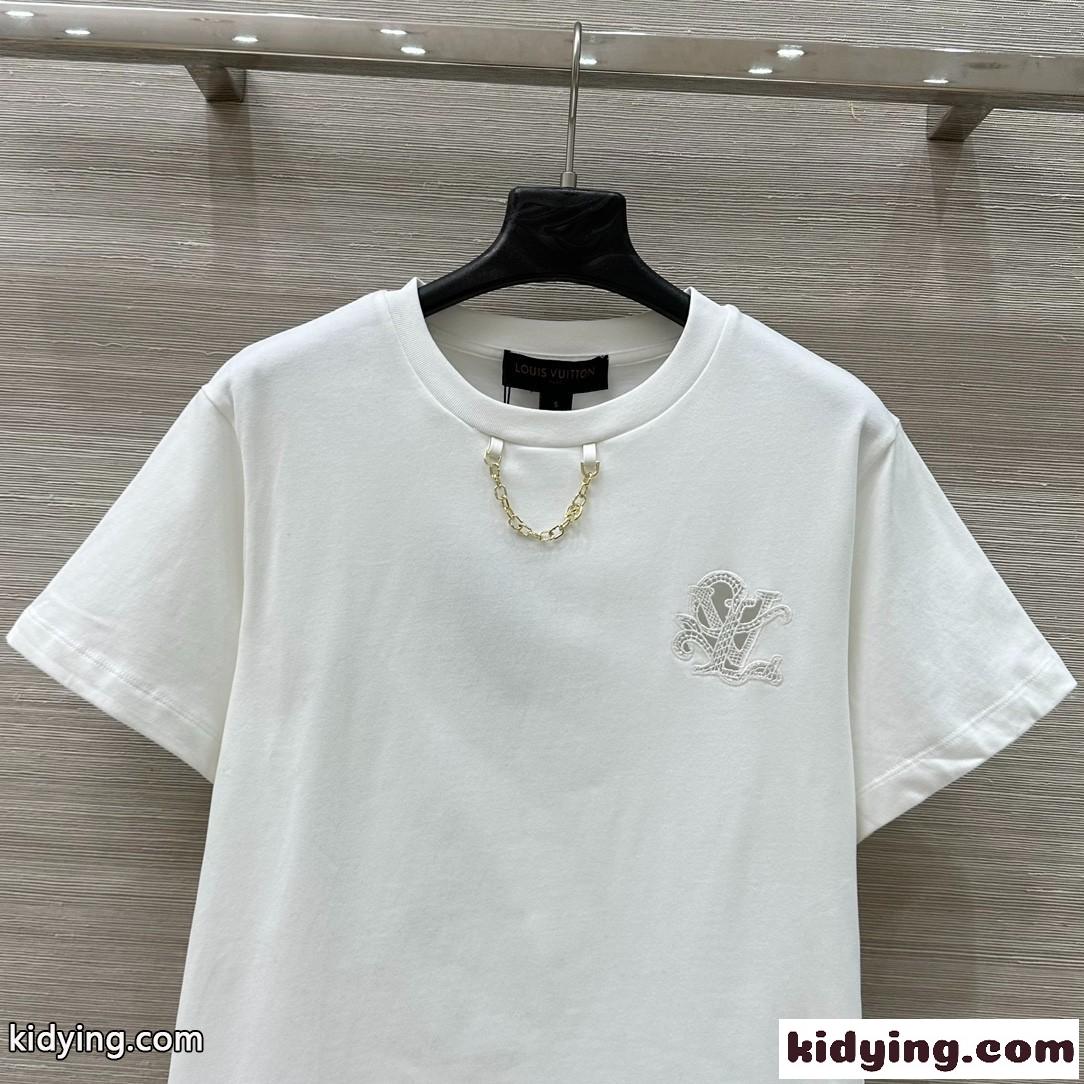 定番 新作 ブロイダリー LV Tシャツ ルイ・ヴィトン スーパーコピー 半袖Tシャツ-1