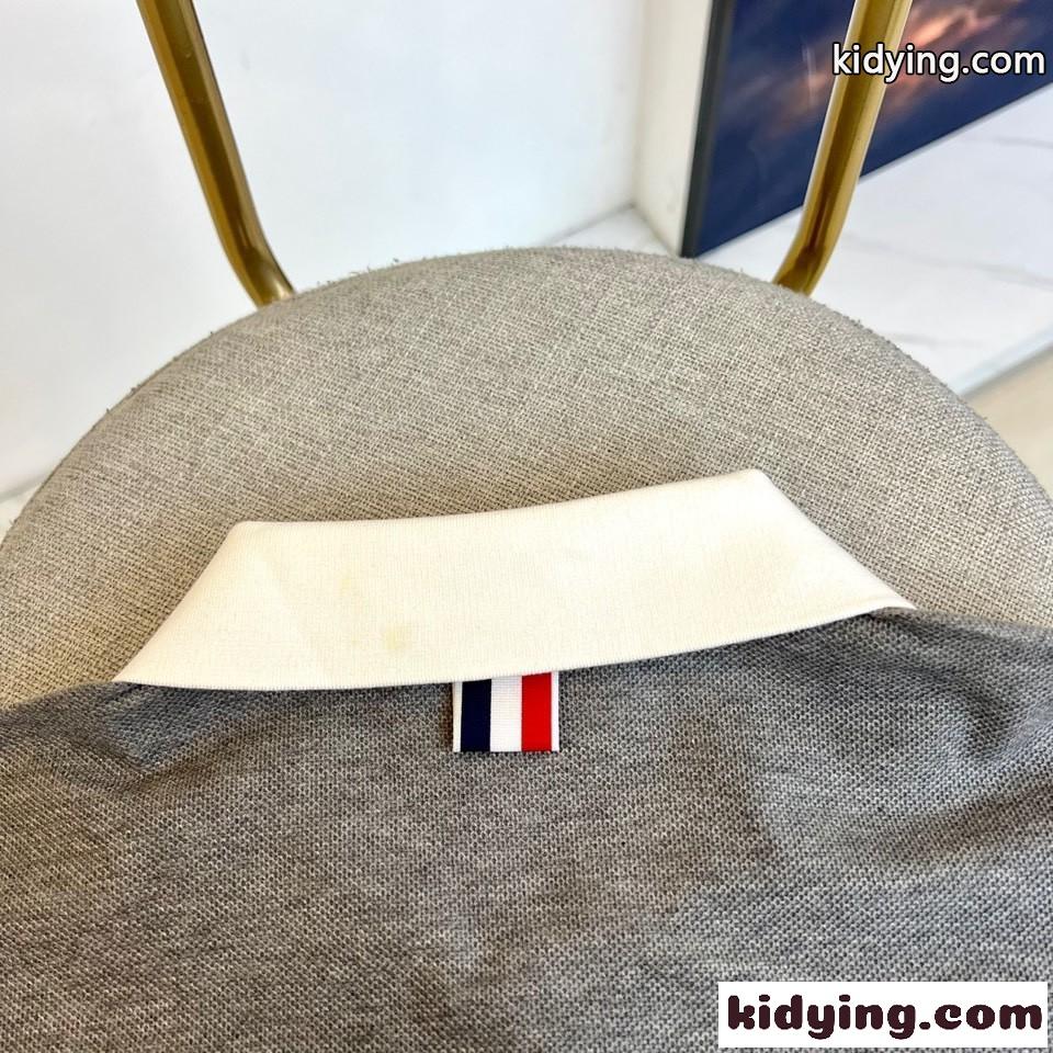 バイカラー コットン 半袖 ポロシャツ トムブラウン Tシャツ 偽物 グレー-4