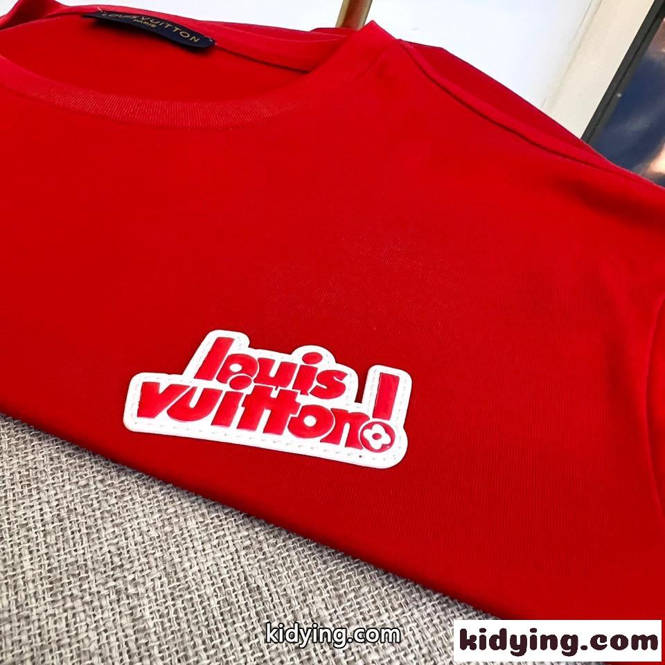 洗練された カジュアル ロゴ ルイ・ヴィトン 半袖Tシャツ コピー レッド-2
