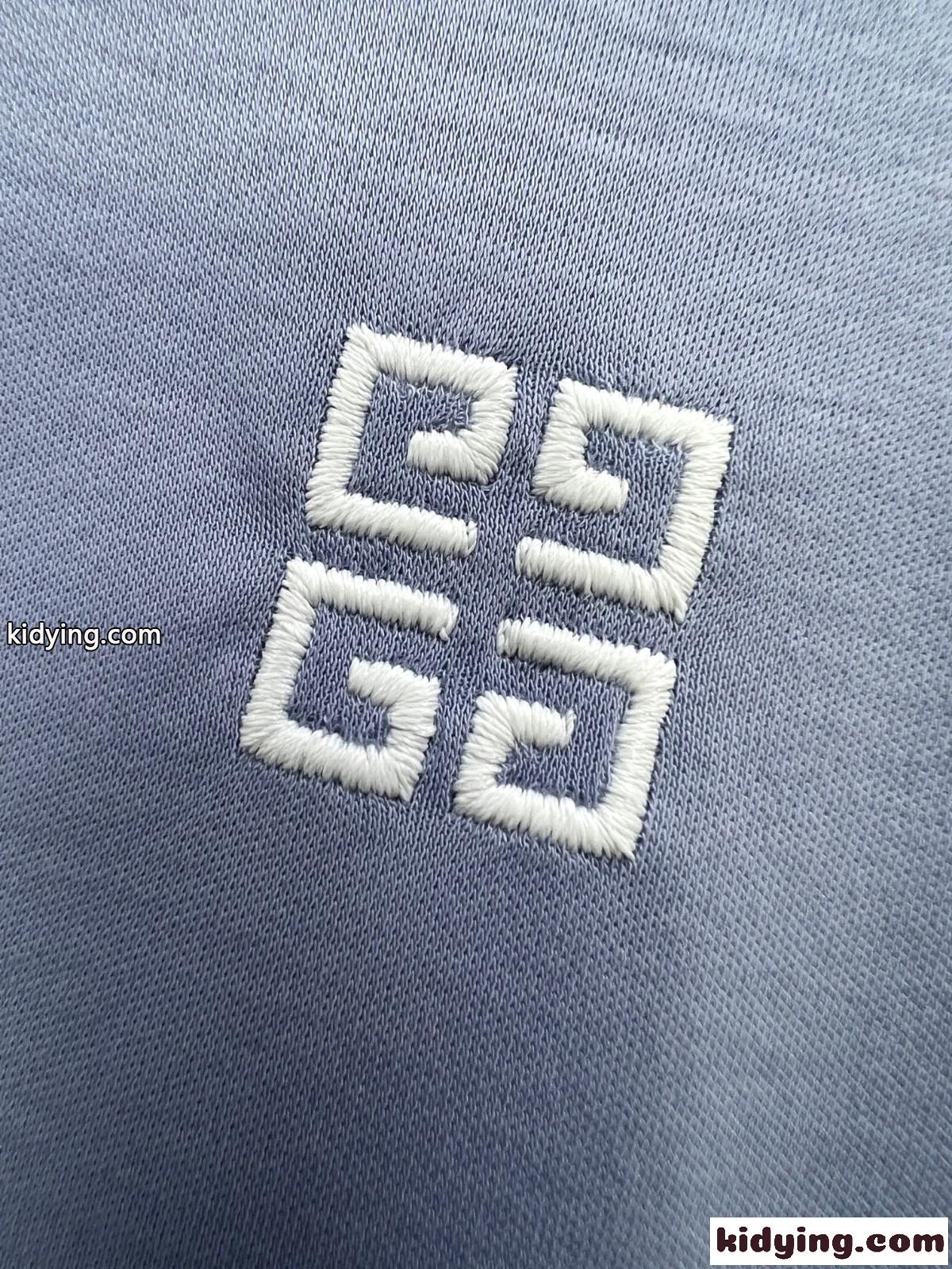 シンプル 4G 刺繍入り ジバンシィ Tシャツ 偽物 コットン 半袖Tシャツ ブルー-2