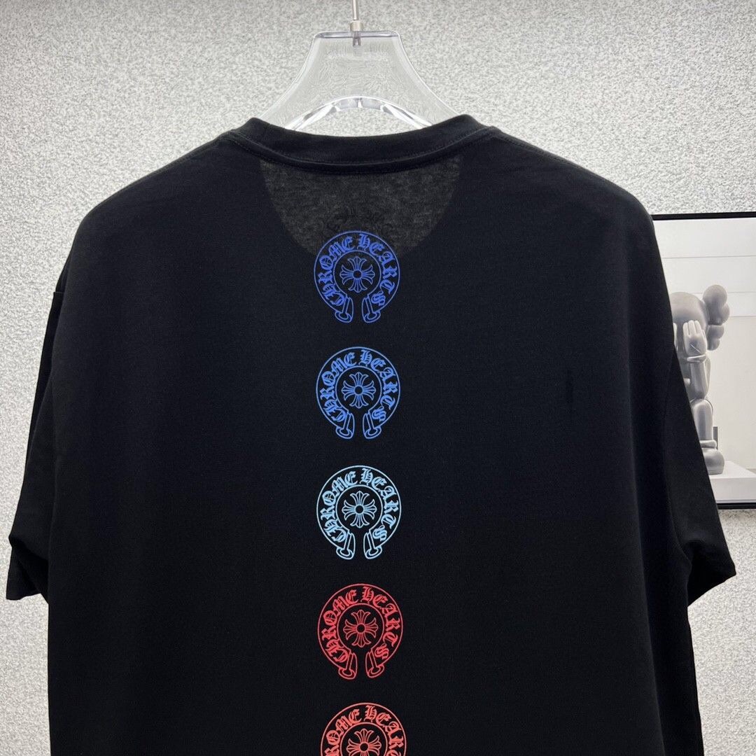 カジュアル ロゴ プリント クロムハーツ Tシャツ コピー クルーネック コットン-2