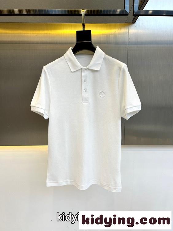 上品 カジュアル バーバリー 半袖Tシャツ コピー コットンピケ ポロシャツ ホワイト-0
