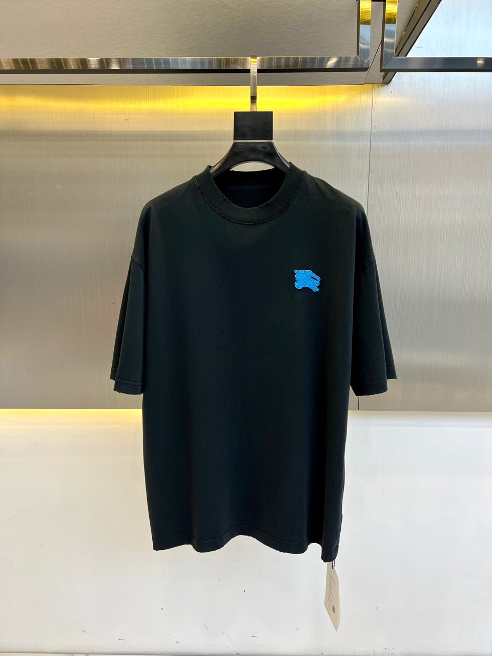 シンプル リラックス コットン 半袖Tシャツ バーバリー Tシャツ 偽物 ブラック-0