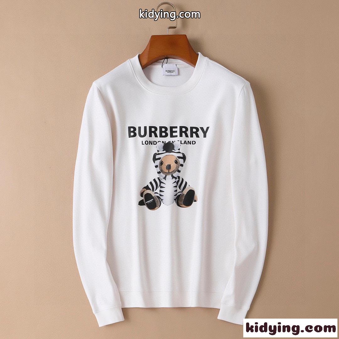 ホワイト ブラック ピンク 3色 可愛い プリント プルオーバー 裏起毛 バーバリー 長袖tシャツ メンズ コピー カジュアル-3