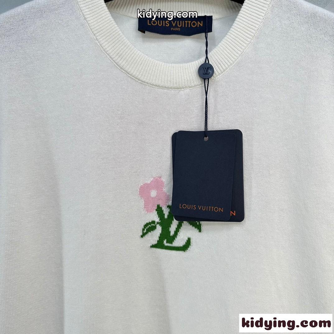 ショートスリーブコットンニットクルーネック ルイ・ヴィトン Tシャツ 偽物-2