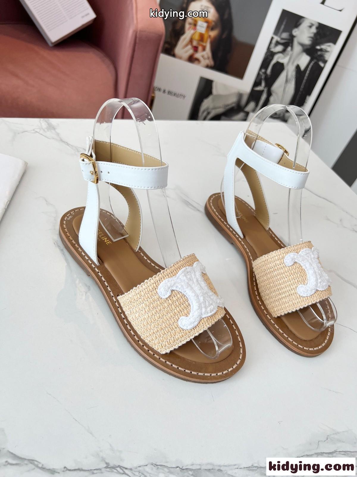 セリーヌ サンダル コピー レディース CELINE リンピア フラット ストラップサンダル-2