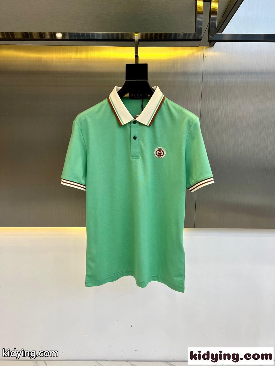 カジュアル コットンピケ ポロシャツ グッチ Tシャツ コピー グリーン-0