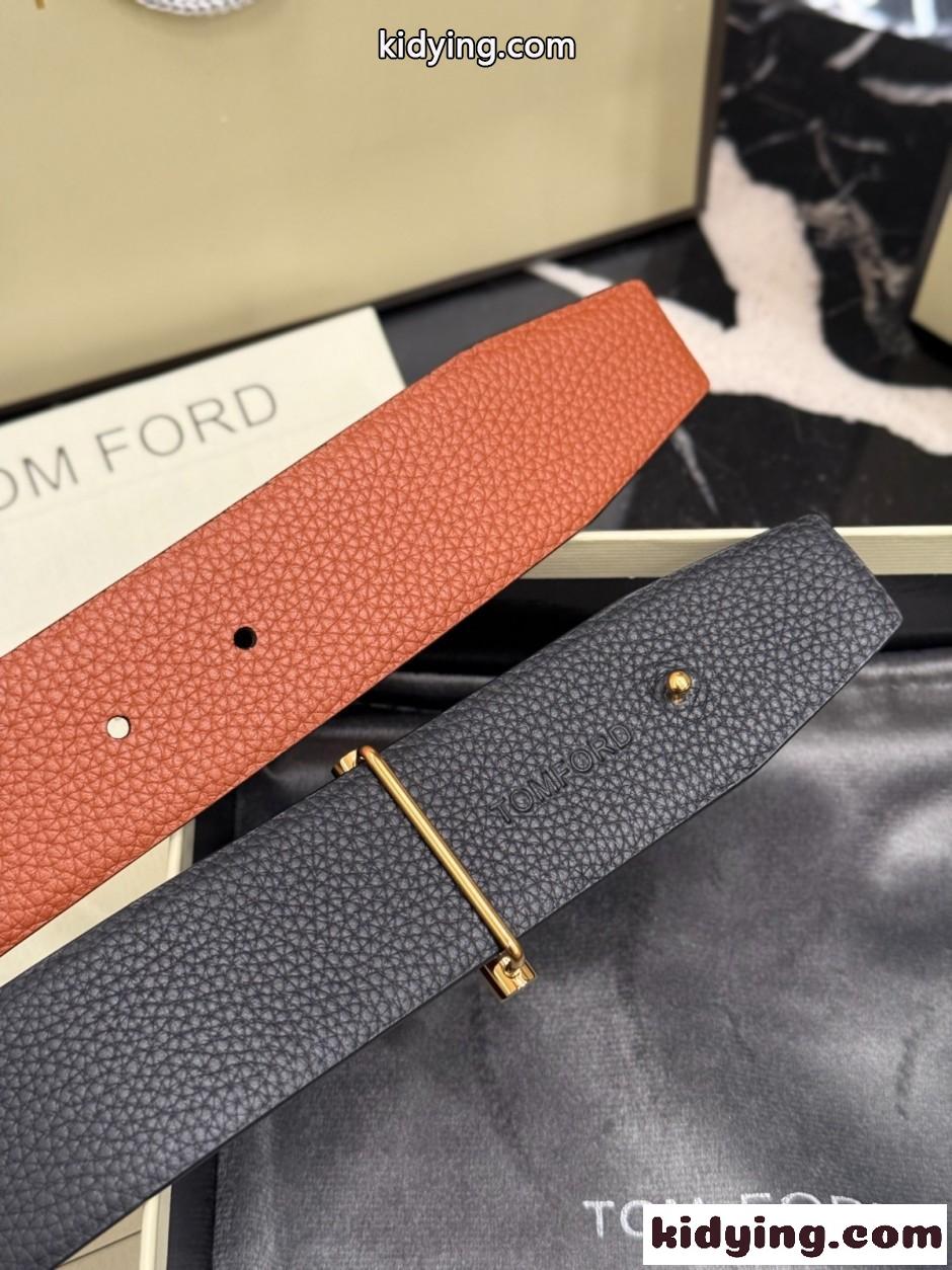 トムフォード ベルト 偽物 上品 洗練された ロゴバックル レザー リバーシブルベルト-2