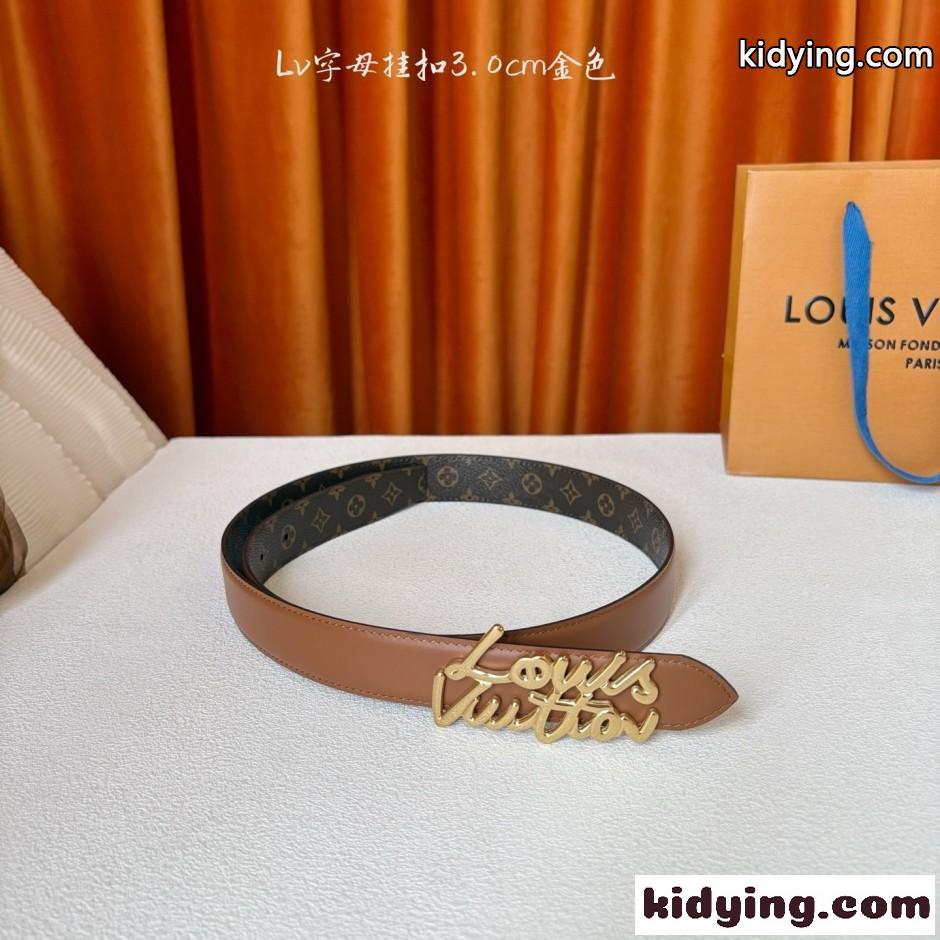 ルイ・ヴィトン ベスト スーパーコピー ベルト・LV スクリプト 30MM ブラウン-0