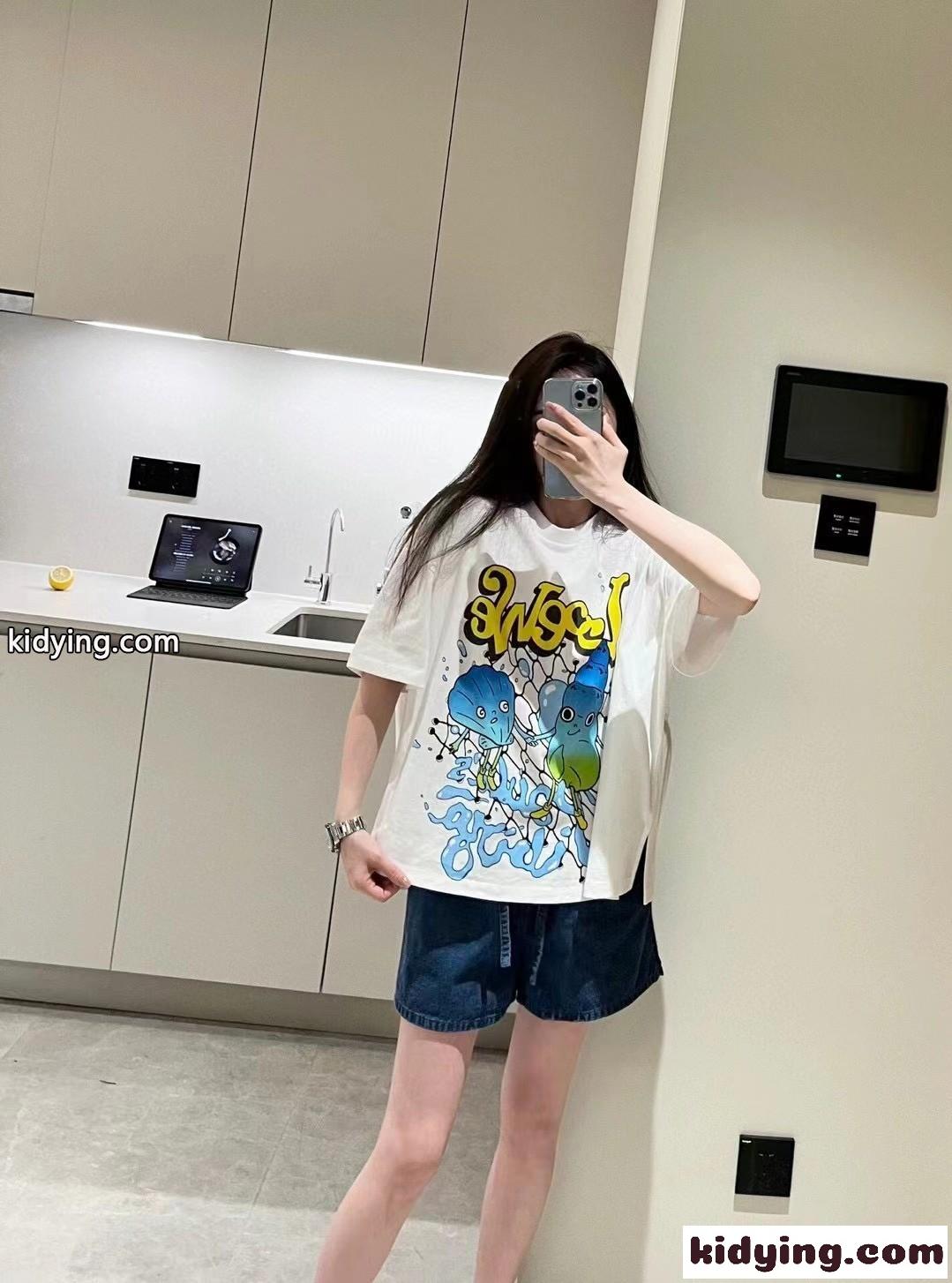 おしゃれ おすすめ プリント ゆったり 体型カバー ロエベ tシャツ コピー 着心地いい クルーネック ユニセックス-4