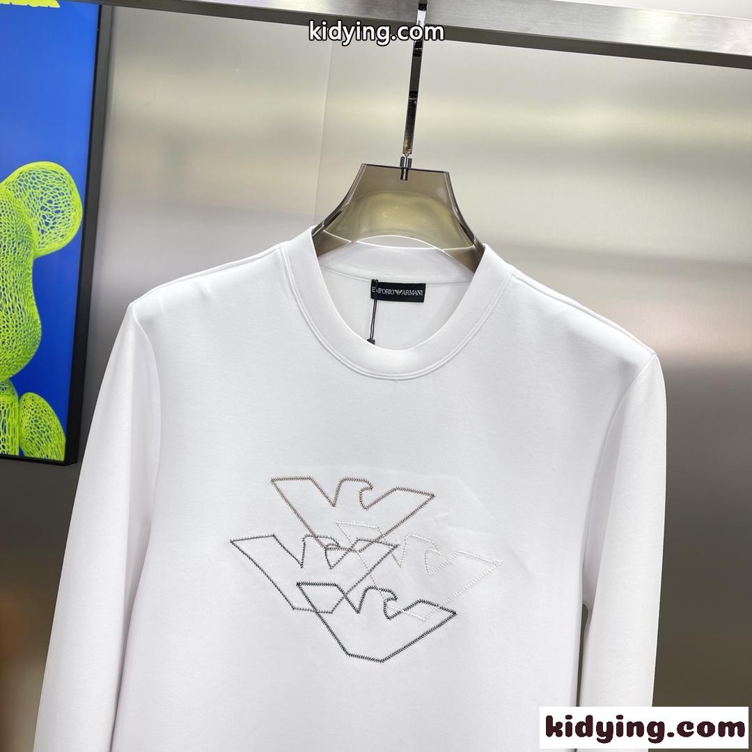 シンプル アルマーニ Tシャツ コピー 合わせやすい クルーネック 長袖Tシャツ-1