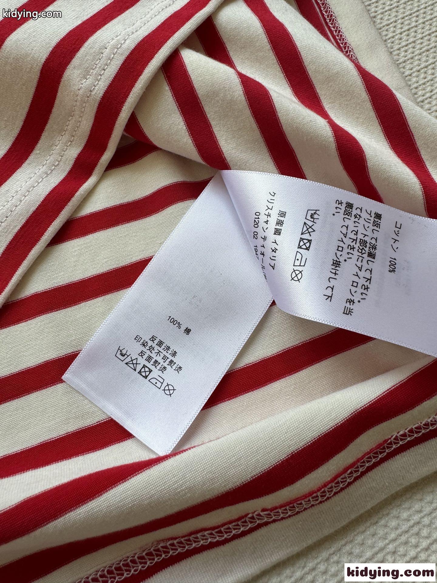 ボーダー柄 コットン 半袖Tシャツ ヴァレンティノ Tシャツ コピー レッド-2
