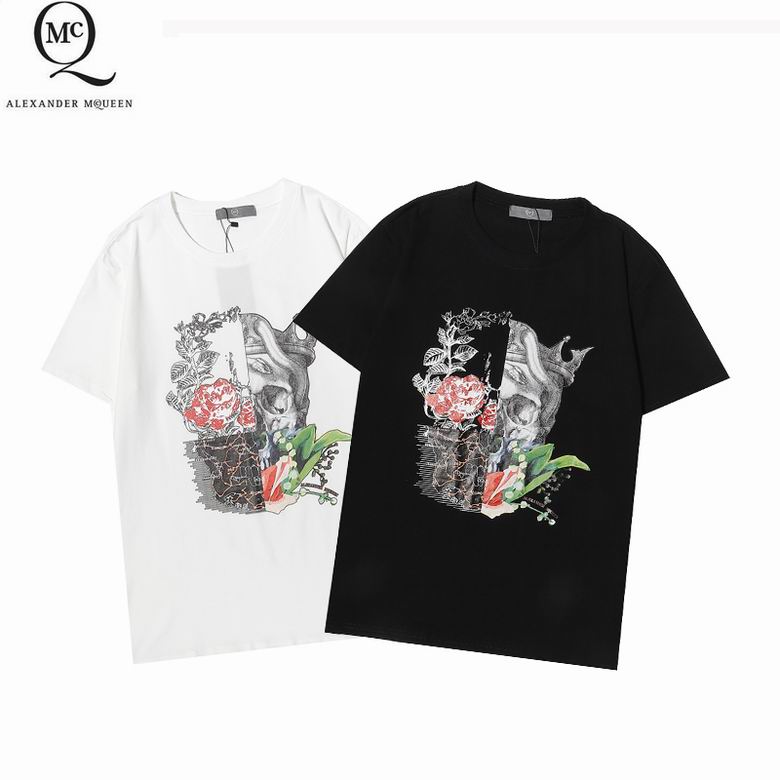 定番 プリント おしゃれ クルーネック アレキサンダー・マックイーン 半袖Tシャツ コピー 合わせやすい 快適 カジュアル-0