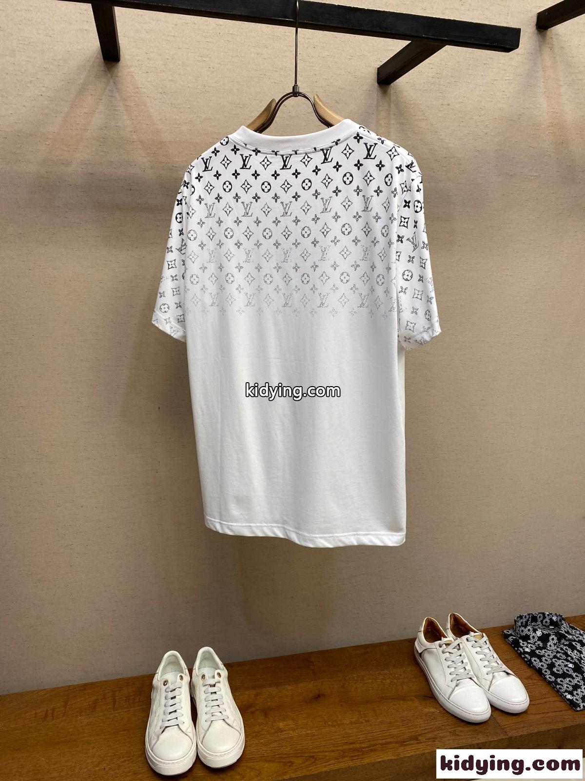 グラディエントコットンTシャツ ルイ・ヴィトン Tシャツ コピー クルーネック ホワイト-2