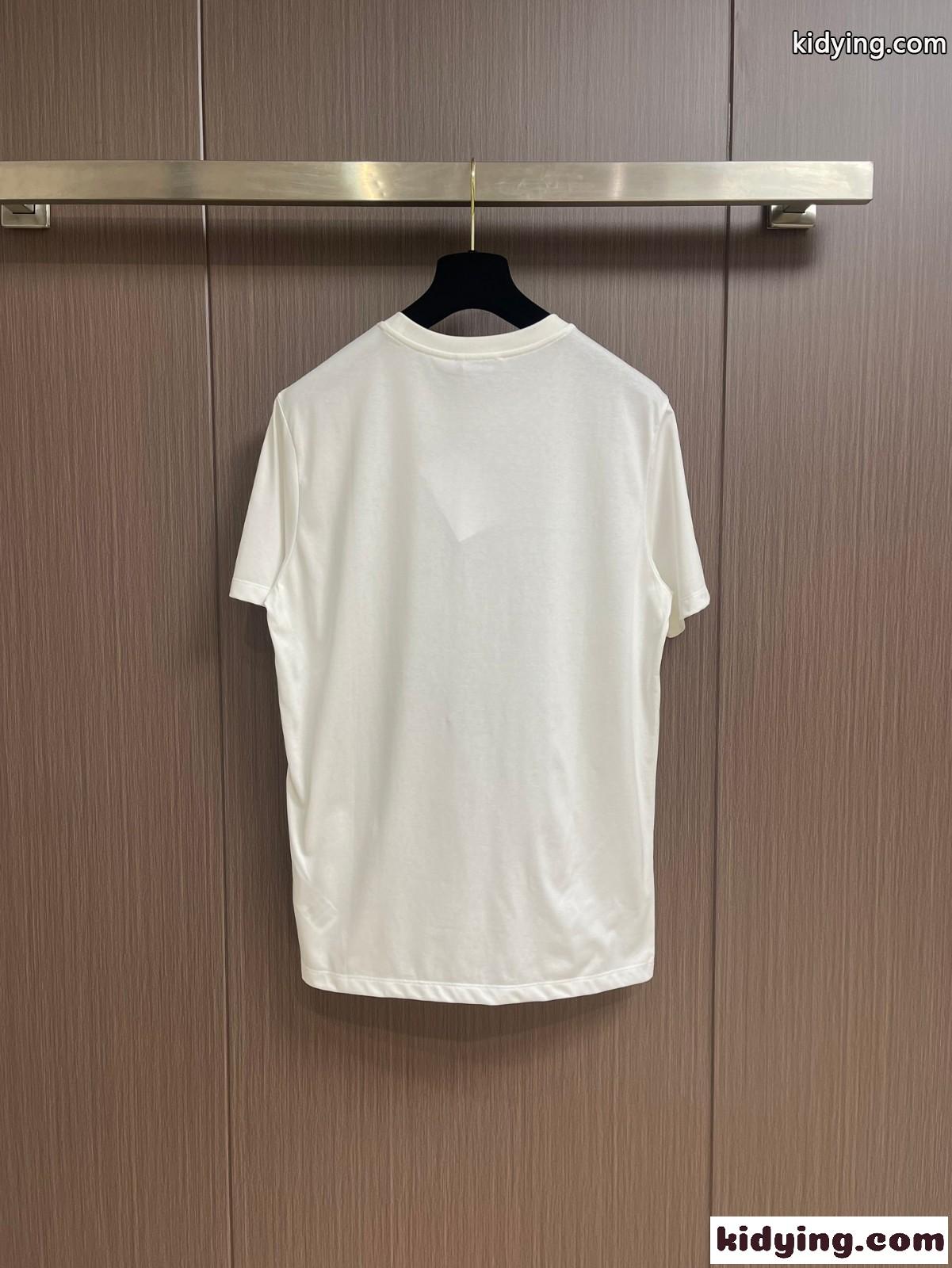 シンプル ロゴ入り クルーネック 半袖Tシャツ バルマン Tシャツ コピー ホワイト-1
