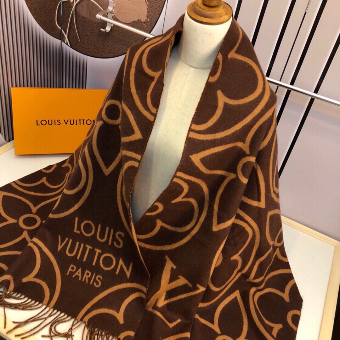 大判サイズで暖かい☆ルイヴィトン スカーフ コピー LV イン ブルーム マフラー-4