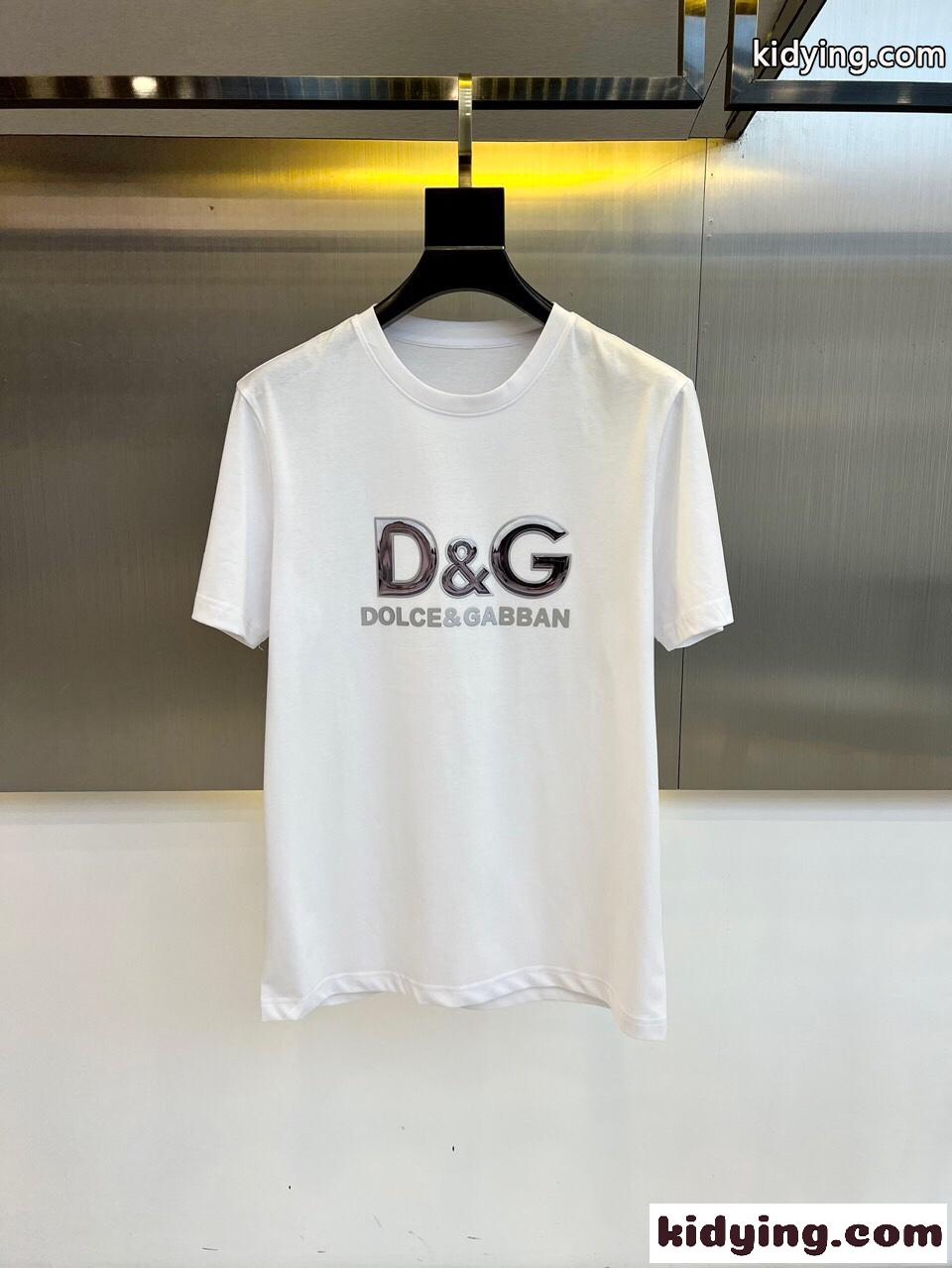 ドルチェ&ガッバーナ 半袖Tシャツ コピー ロゴ コットンTシャツ クルーネック ホワイト-0