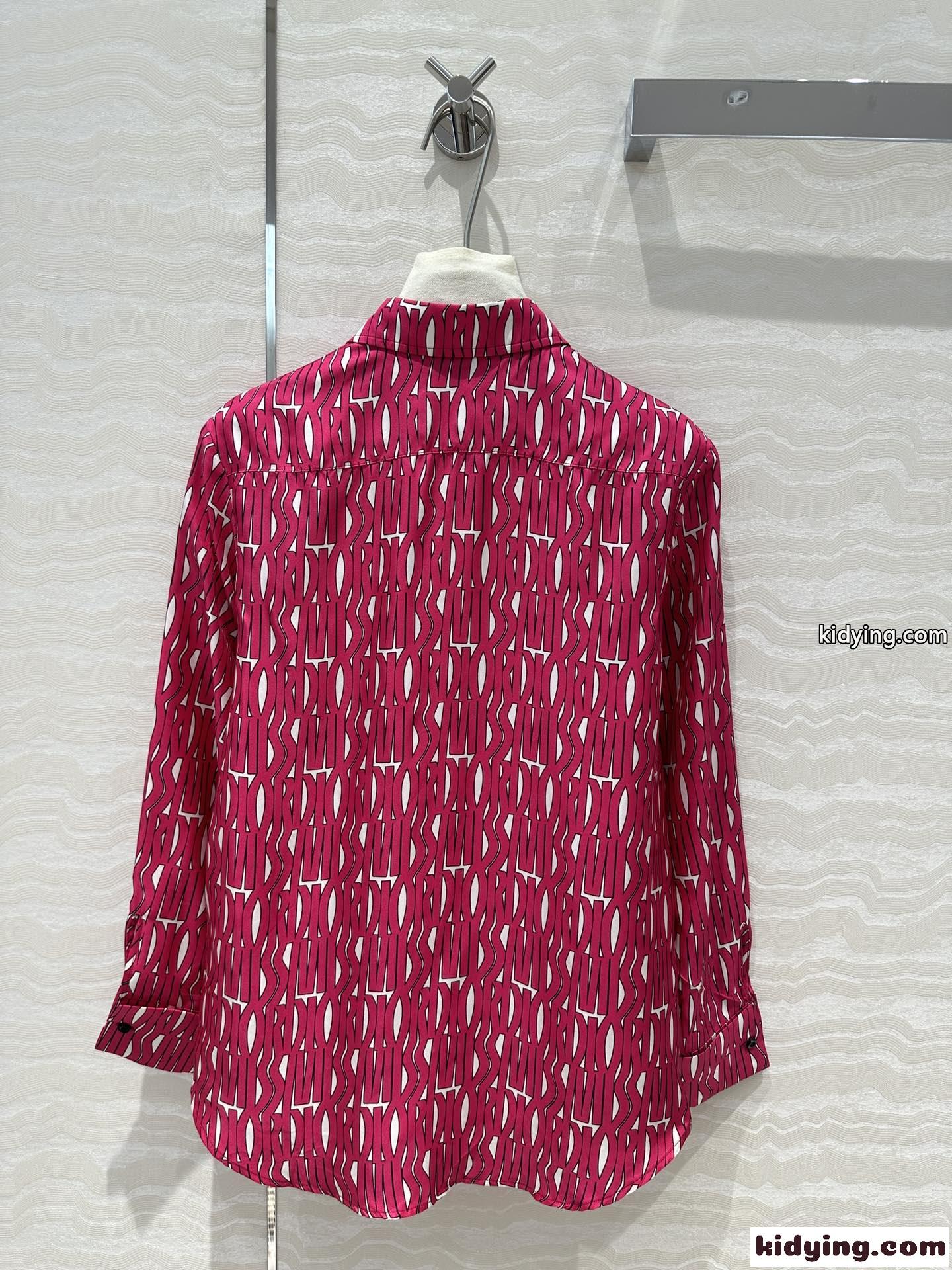 Miss Dior Allover シルクツイル ブラウス クリスチャン・ディオール シャツ コピー ピンク-4
