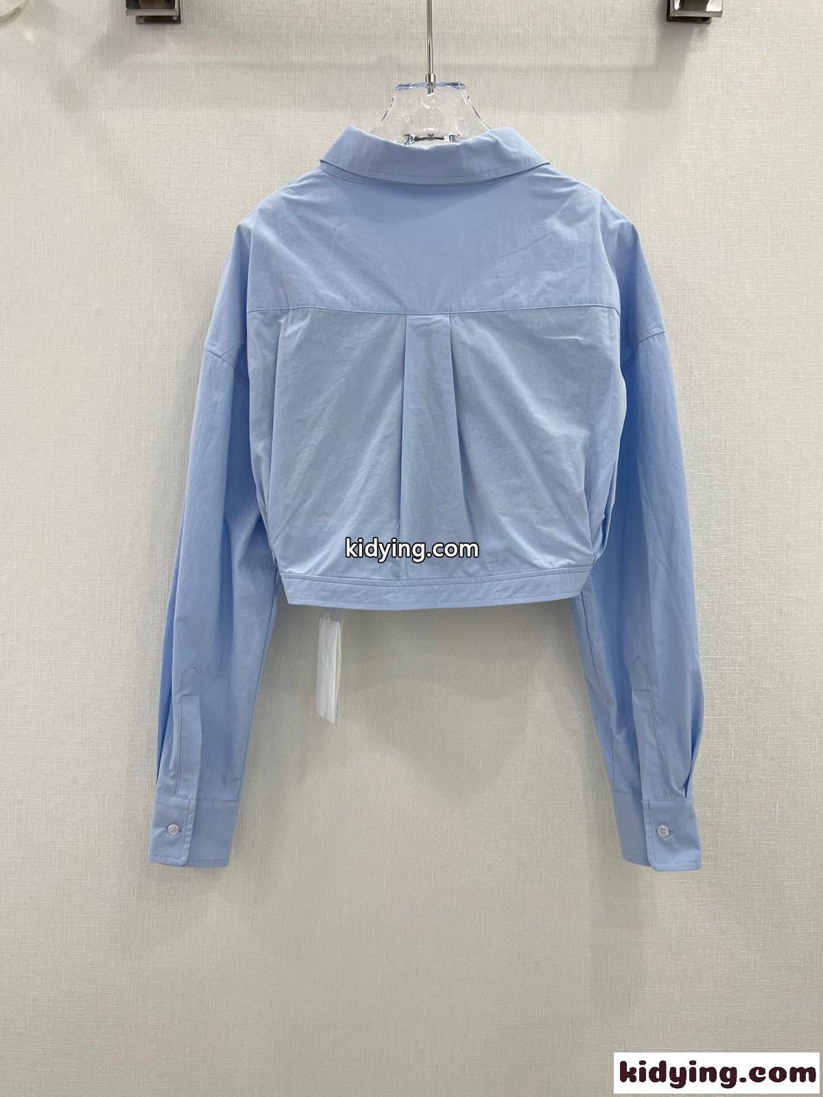 コットン レイヤード クロップボレロ アレキサンダーワング シャツ コピー ブルー-4