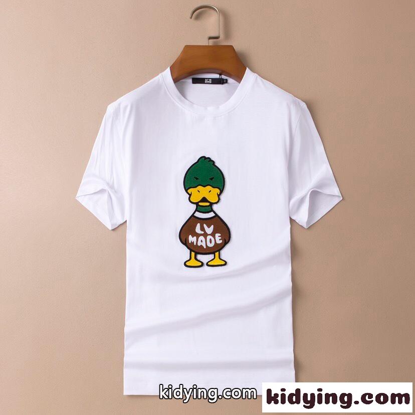 ルイ・ヴィトン Tシャツ コピー 人気 カジュアル おしゃれ クールネック 半袖 Tシャツ 快適 ホワイト ブラック-0