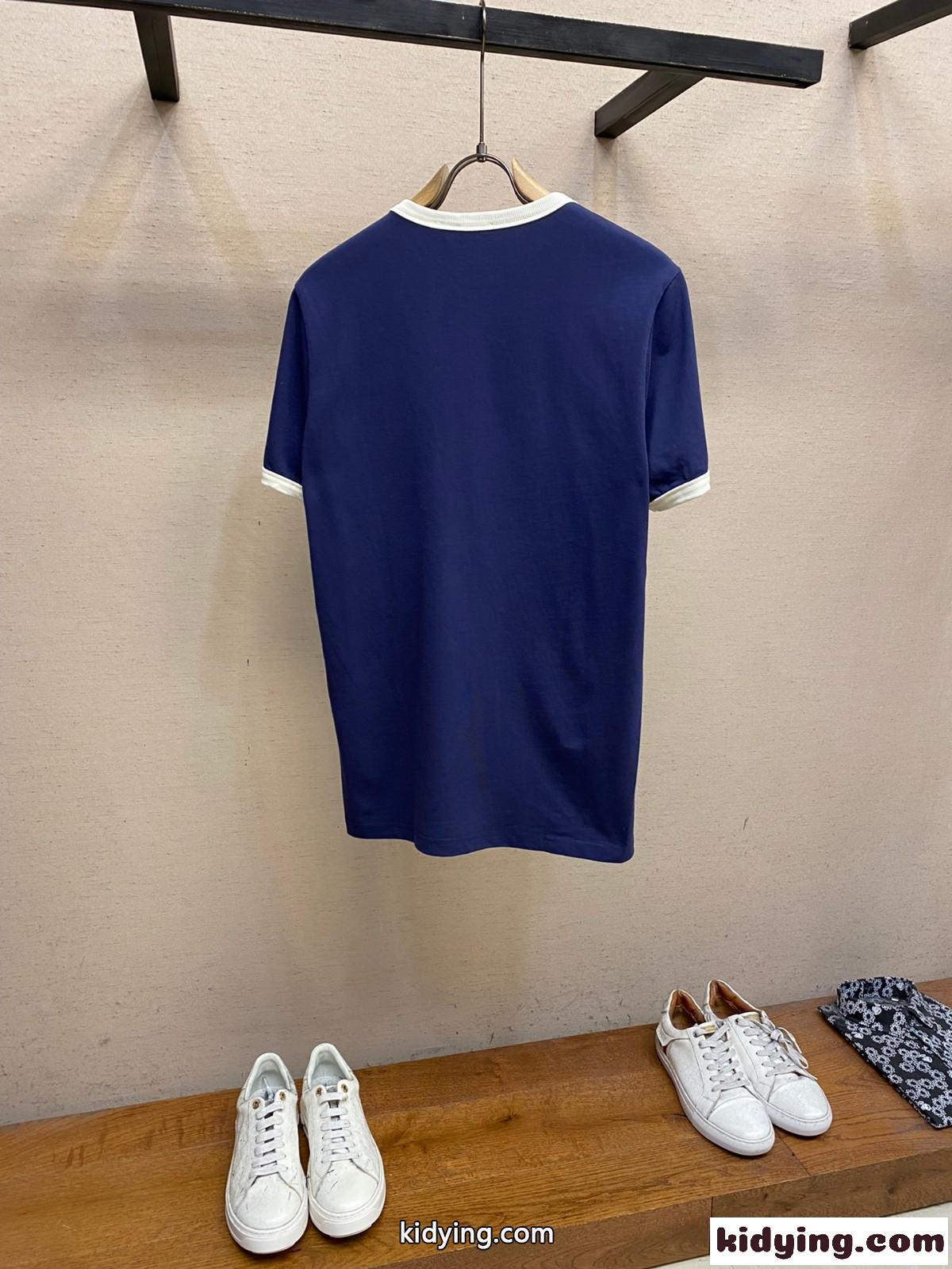 おしゃれ コットンク ルーネック Tシャツ バーバリー 半袖Tシャツ コピー ブルー-1